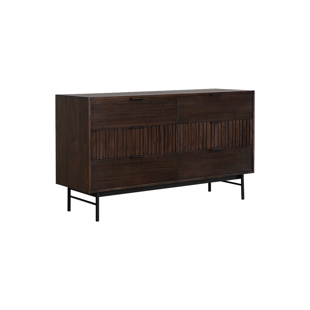 MATTEO - Chest of drawers L136 - Mokka and Matt black