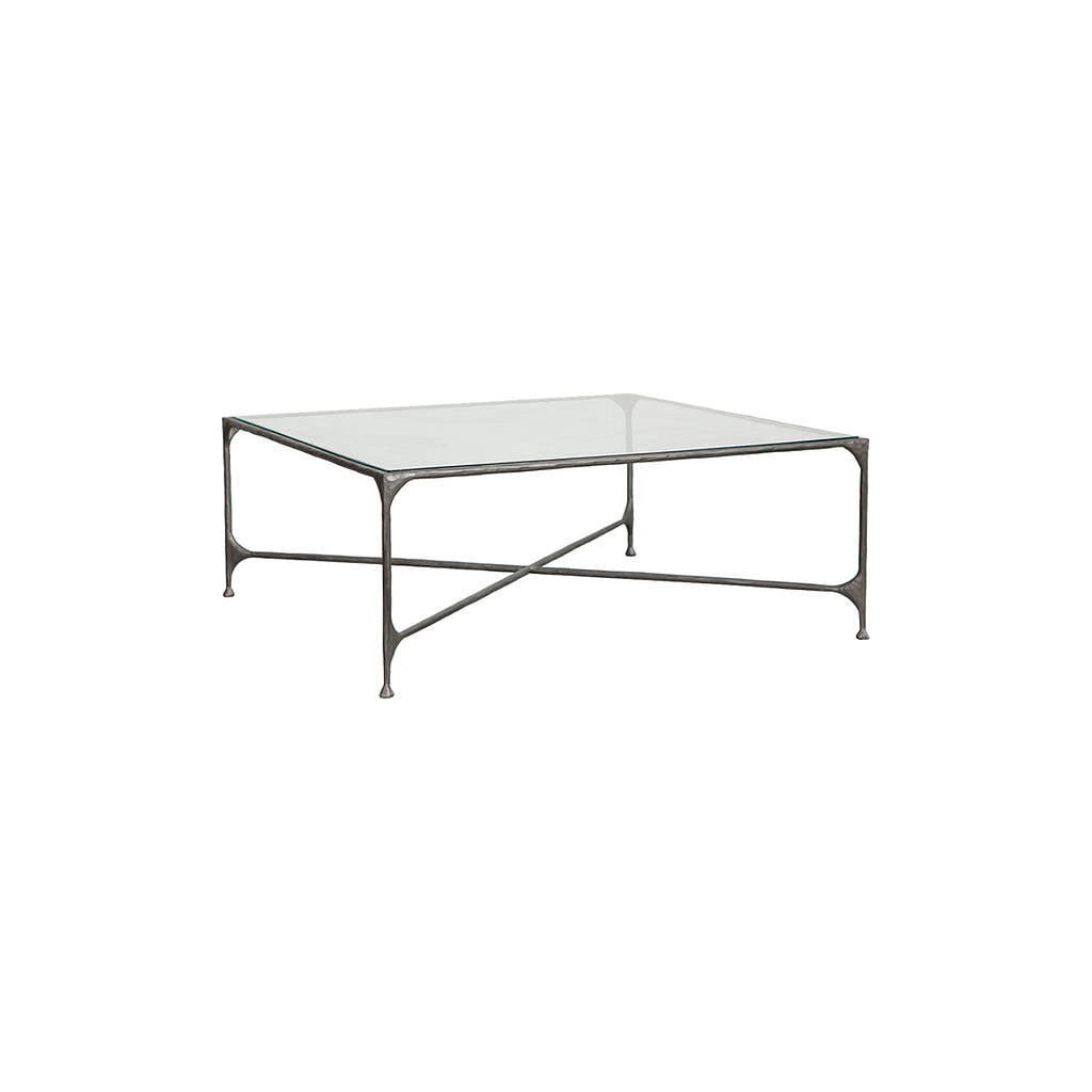 ASTHESIO - Hand-hammered metal coffee table L100 x W100 - Aged silver