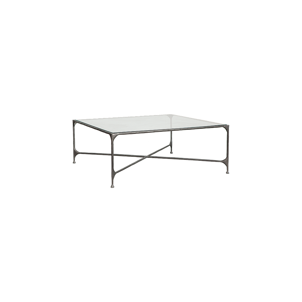 ASTHESIO - Hand-hammered metal coffee table L100 x W100 - Aged silver