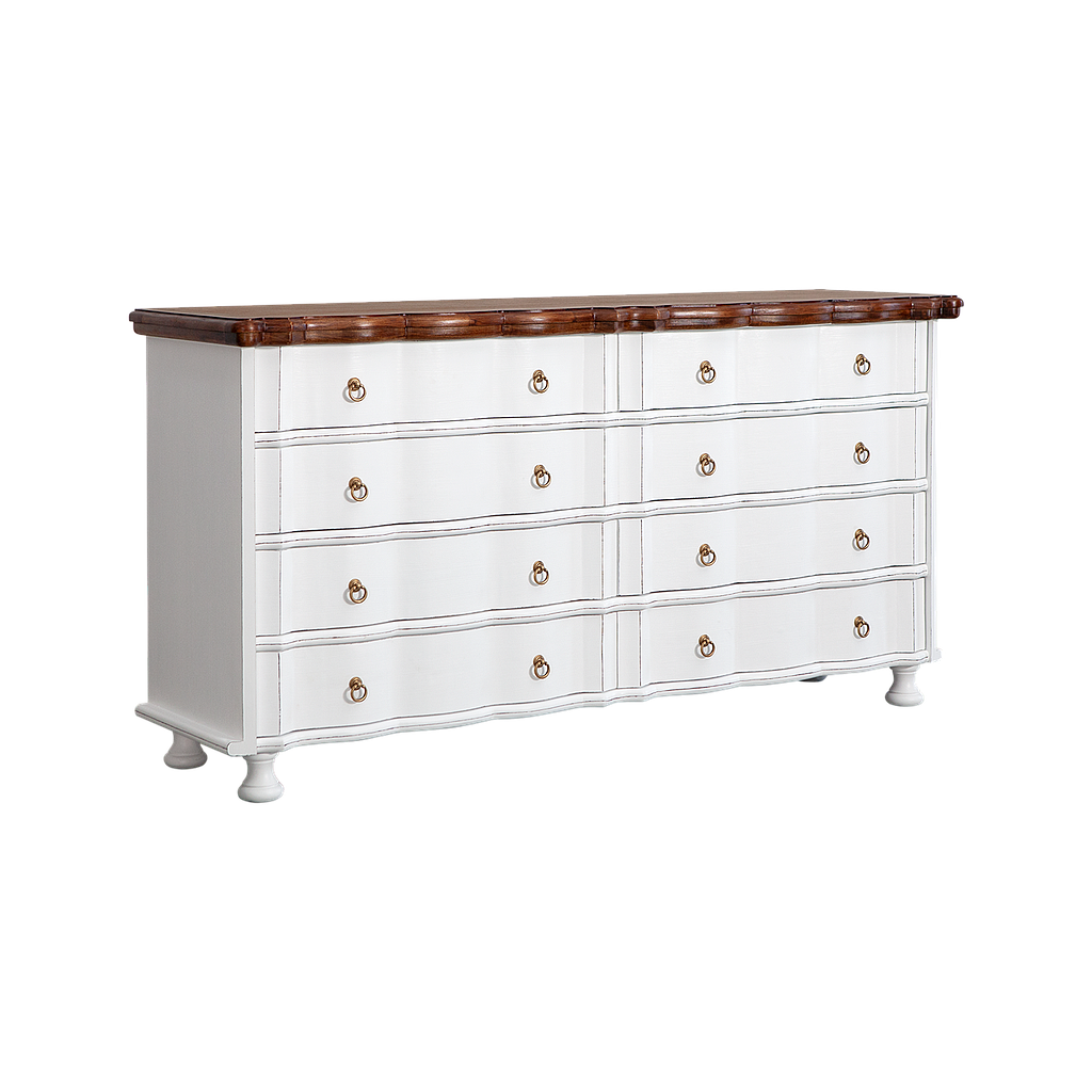 ORLEANS - Chest of drawers L163 - Brocante white and Washed antic
