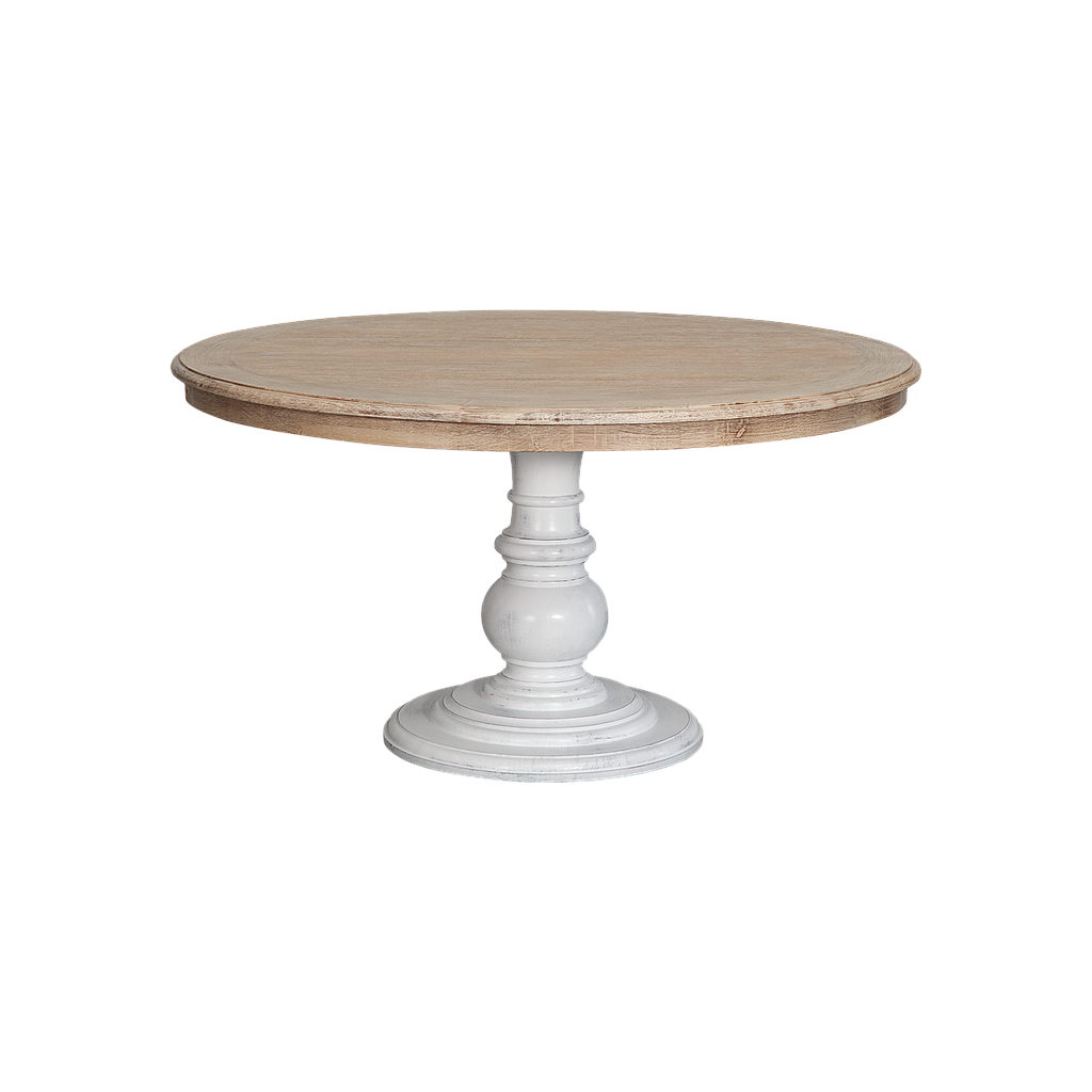 ALISSON - Dining table Diam.140 - Shabby white and Toffee