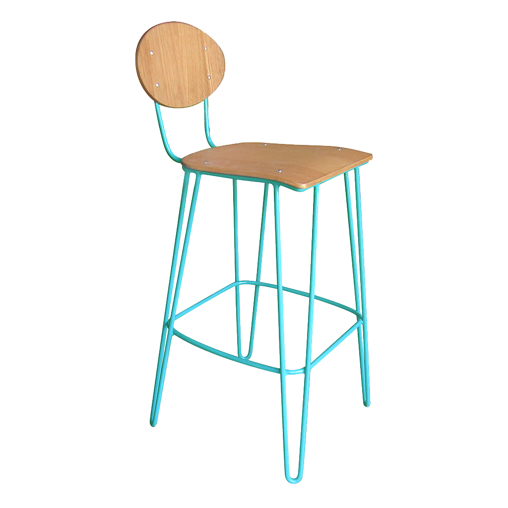 CECIL - Bar chair H102 - Water blue and Natural oak