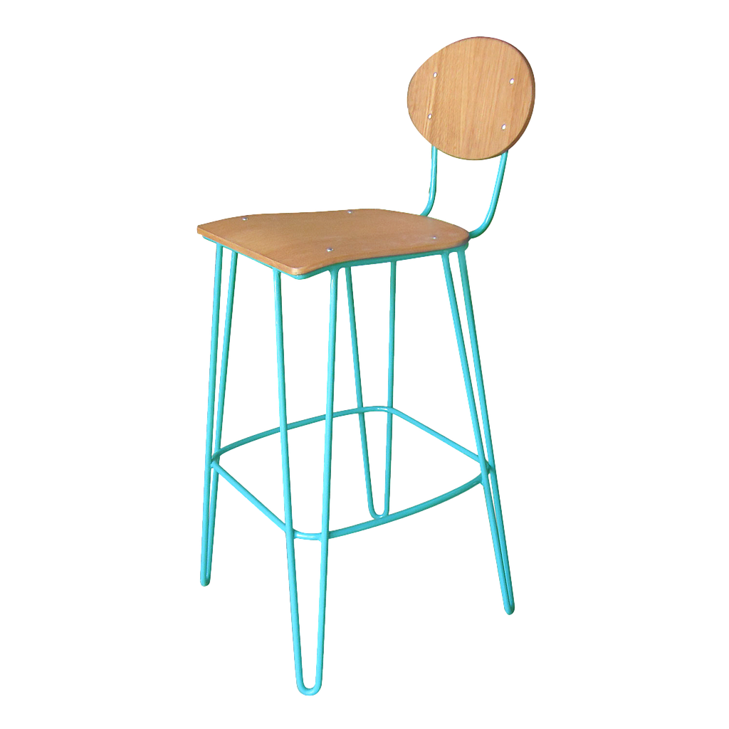 CECIL - Bar chair H102 - Water blue and Natural oak