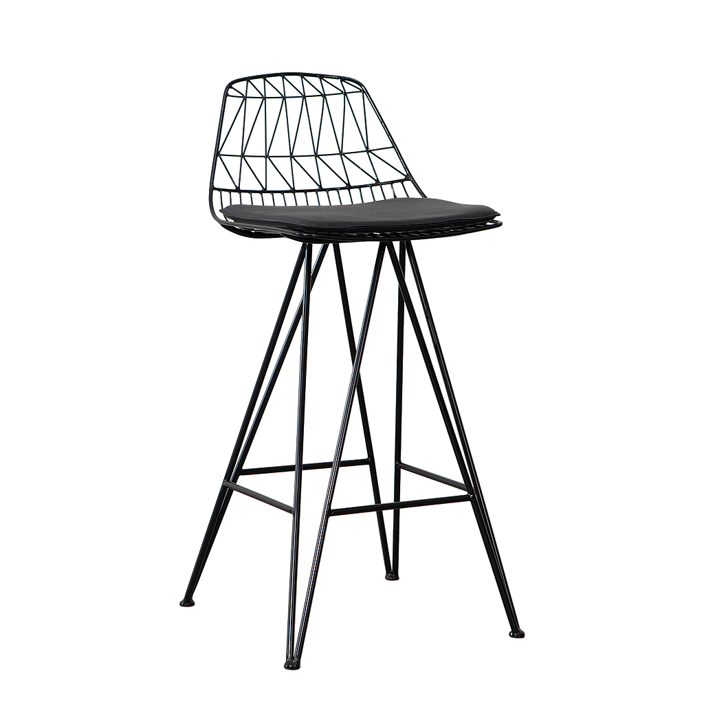WIRE - Bar chair H100 - Matt black and Black cover