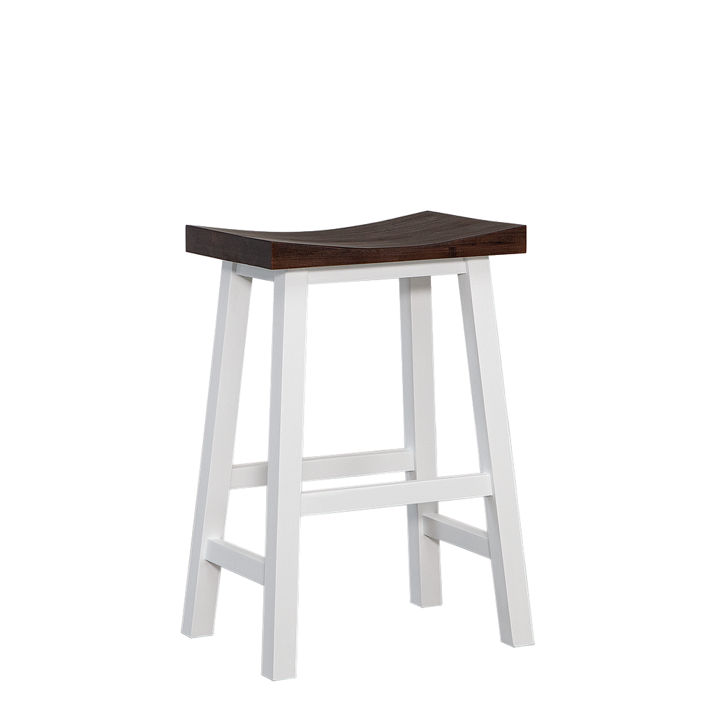 WALDAU - Wooden stool H60 - Brushed white and Mokka