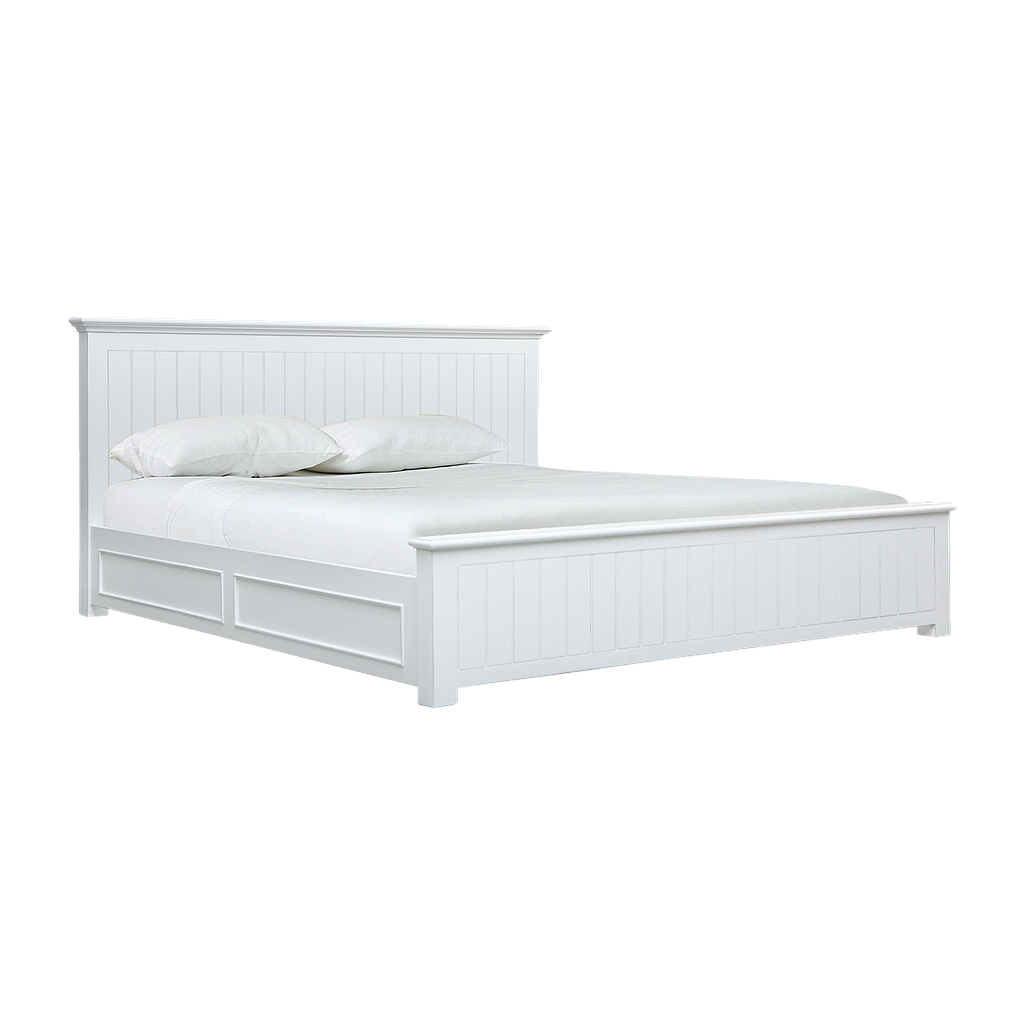 NEIL - Queen size bed (Mattress 160x200) - Brocante white