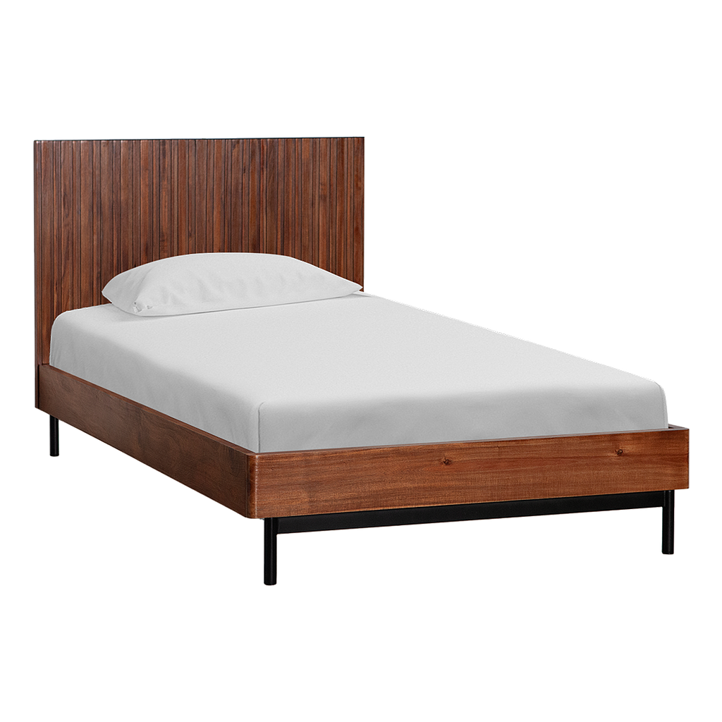 MATTEO - Single size bed (Mattress 100x200) - Washed antic and Matt black
