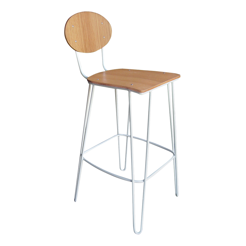 CECIL - Bar chair H102 - White and Natural oak