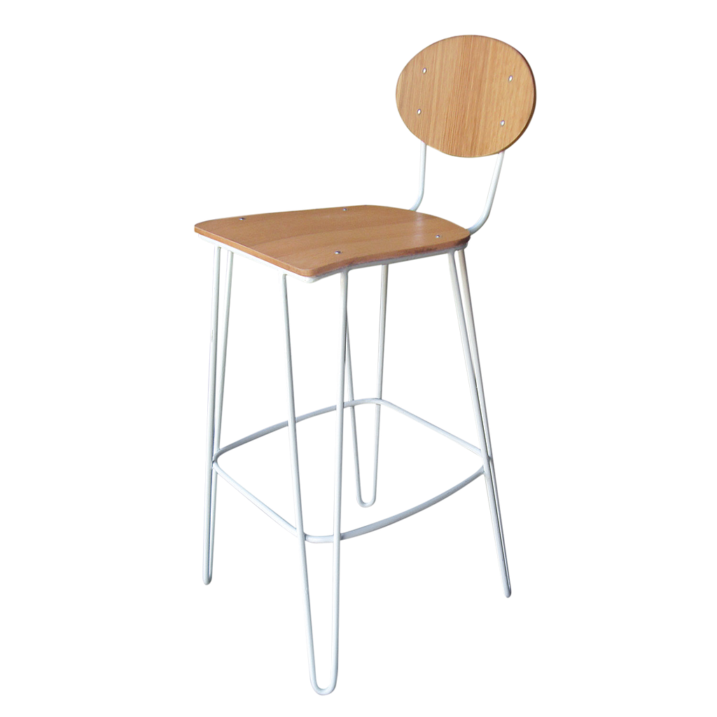 CECIL - Bar chair H102 - White and Natural oak