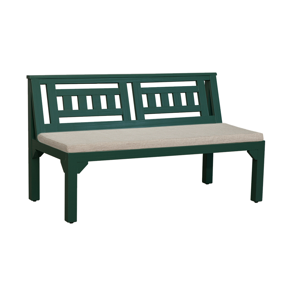 AMBRE - Outdoor bench L121 - Jungle green and Cream cushion
