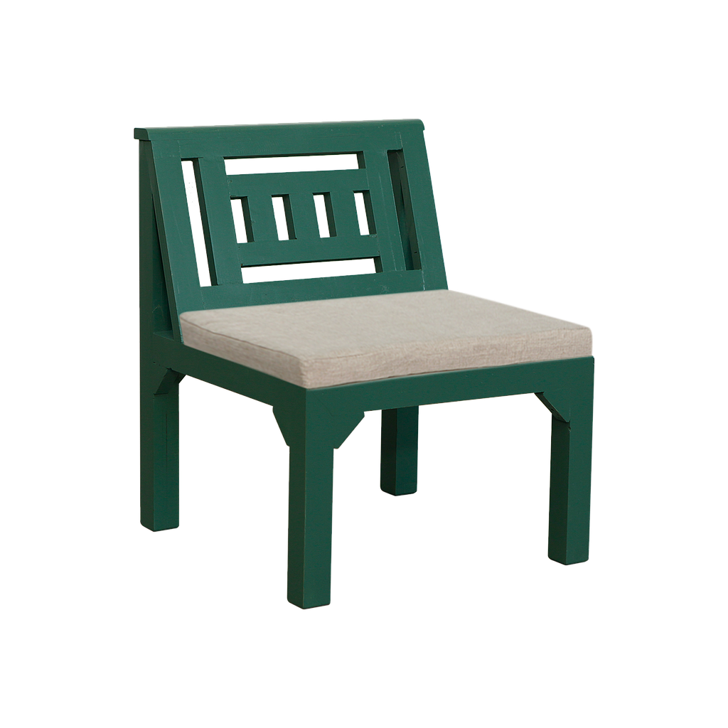 AMBRE - Outdoor chair L56xH70 - Jungle green and Cream cushion