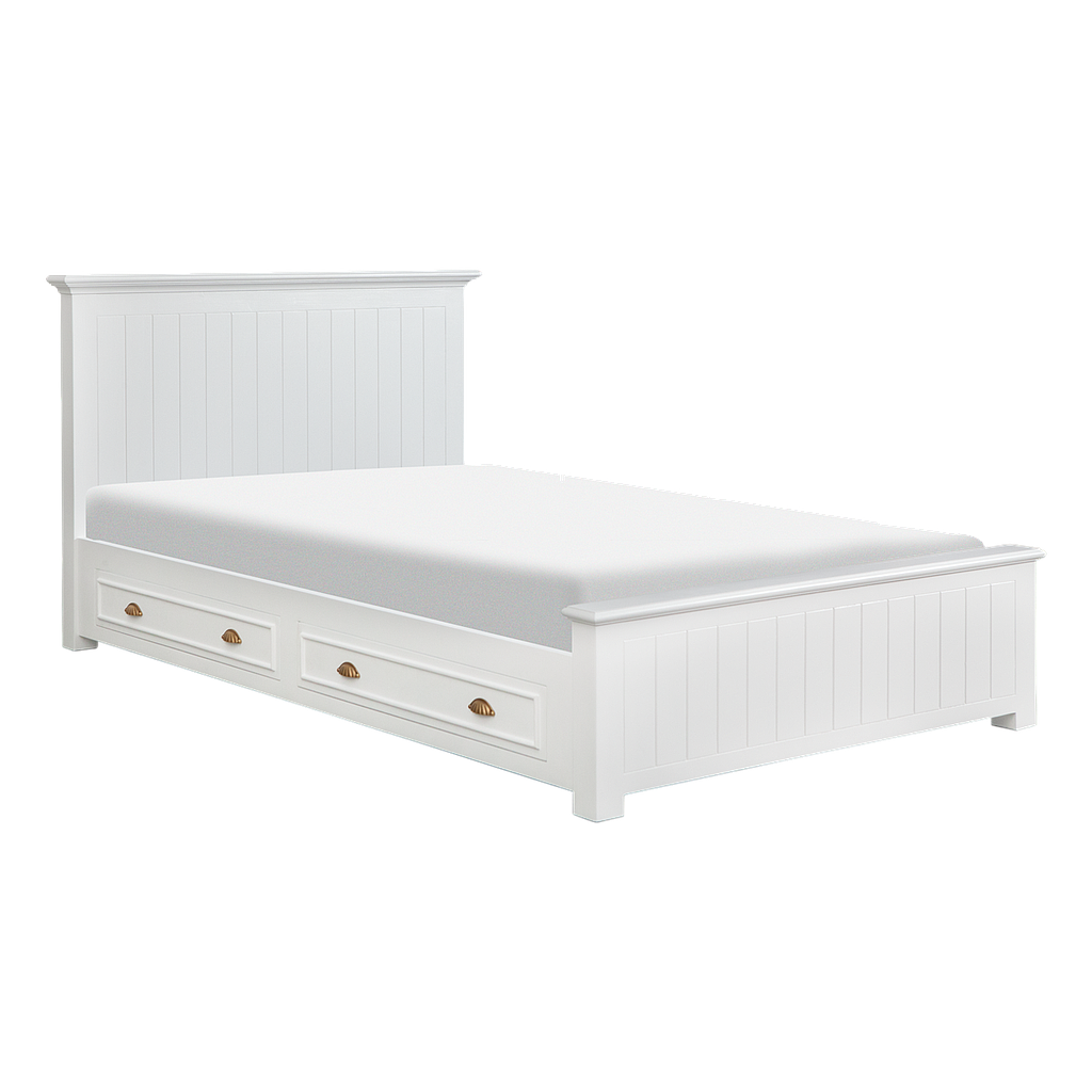 NEIL - Twin size bed / 2-drawers (Mattress 120x200) - Brushed white