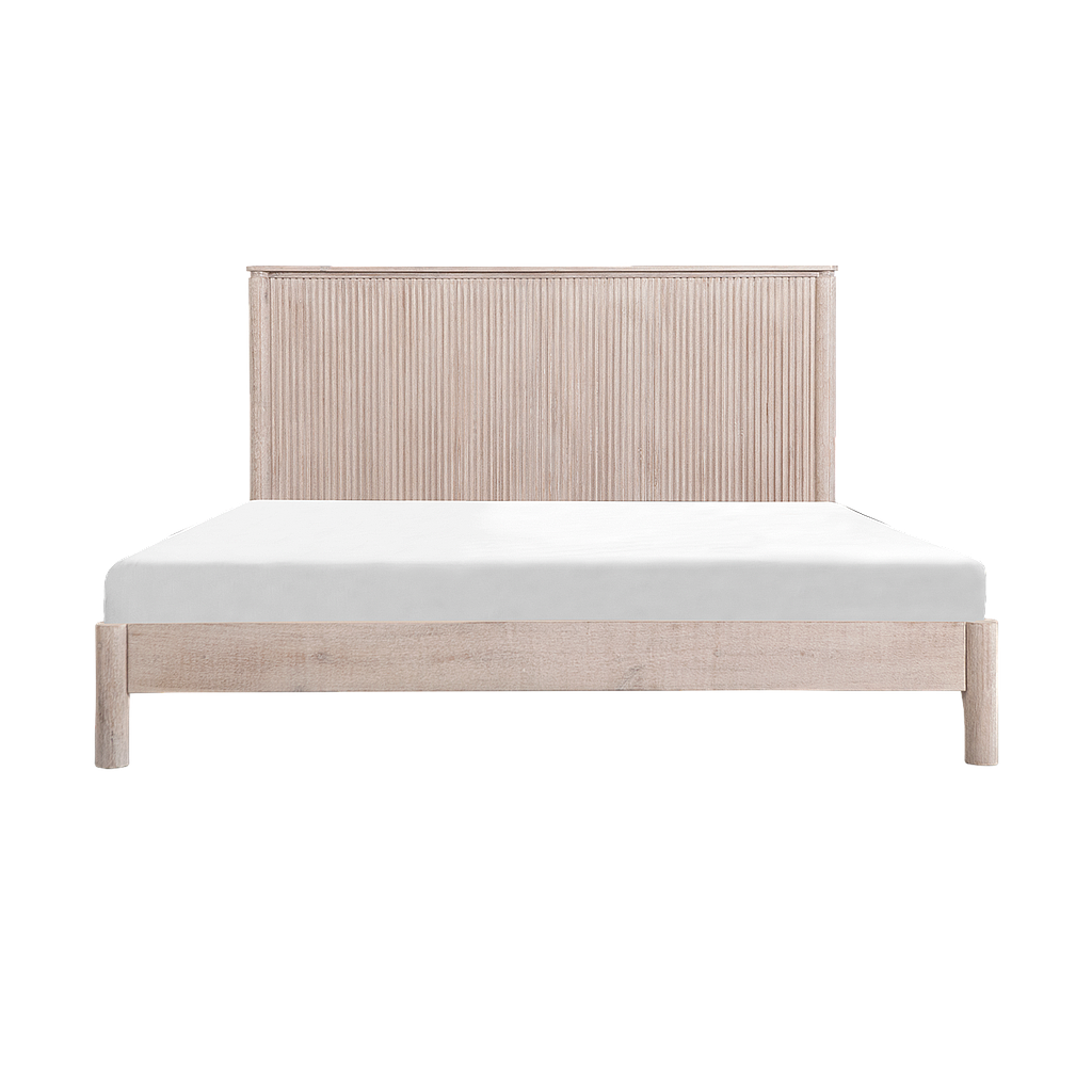 LEEDEN - King size bed (Mattress 180x200) - Whitened acacia
