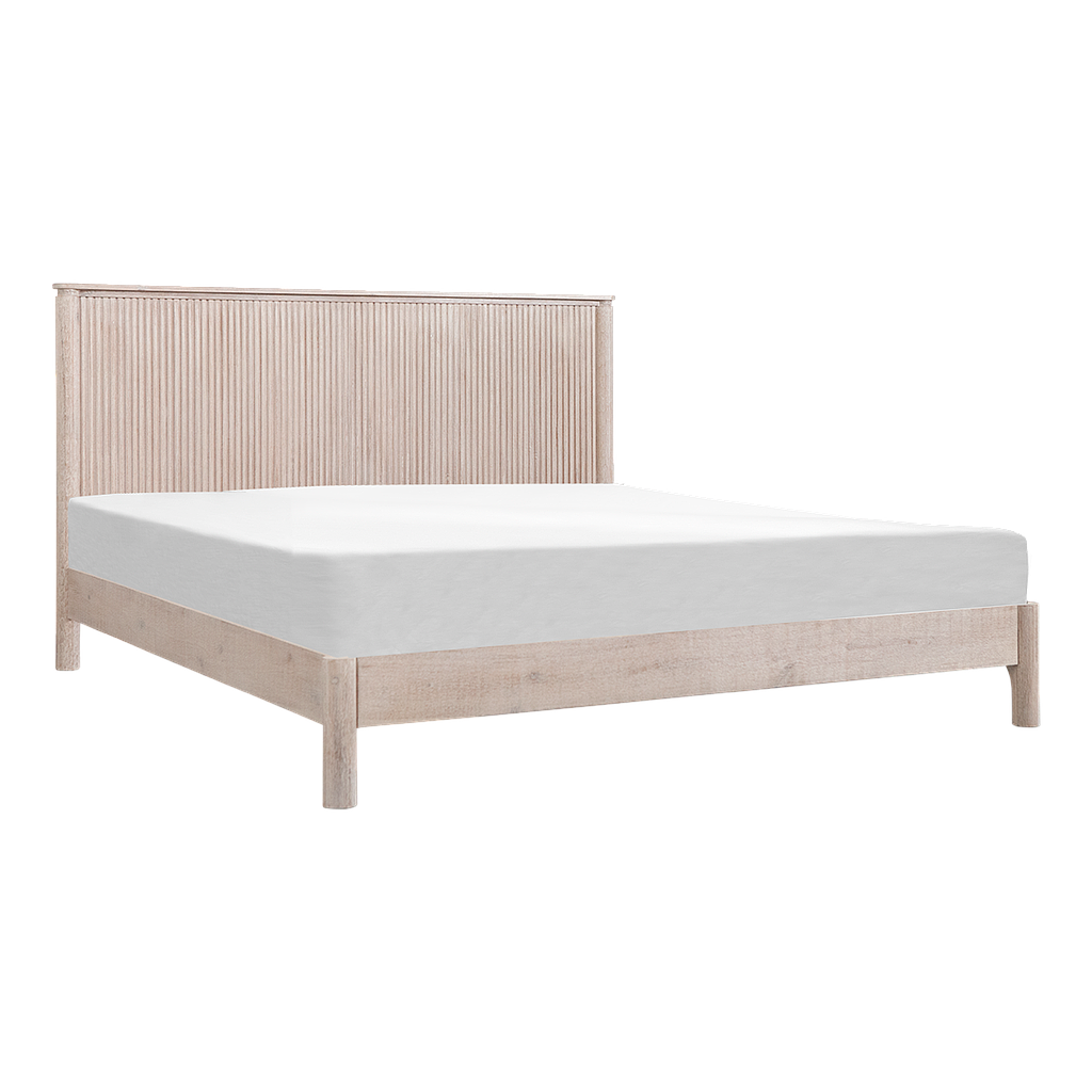 LEEDEN - King size bed (Mattress 180x200) - Whitened acacia