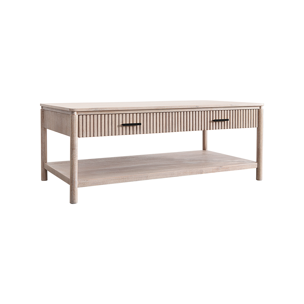 LEEDEN - Coffee table L130 x W70 - Whitened acacia
