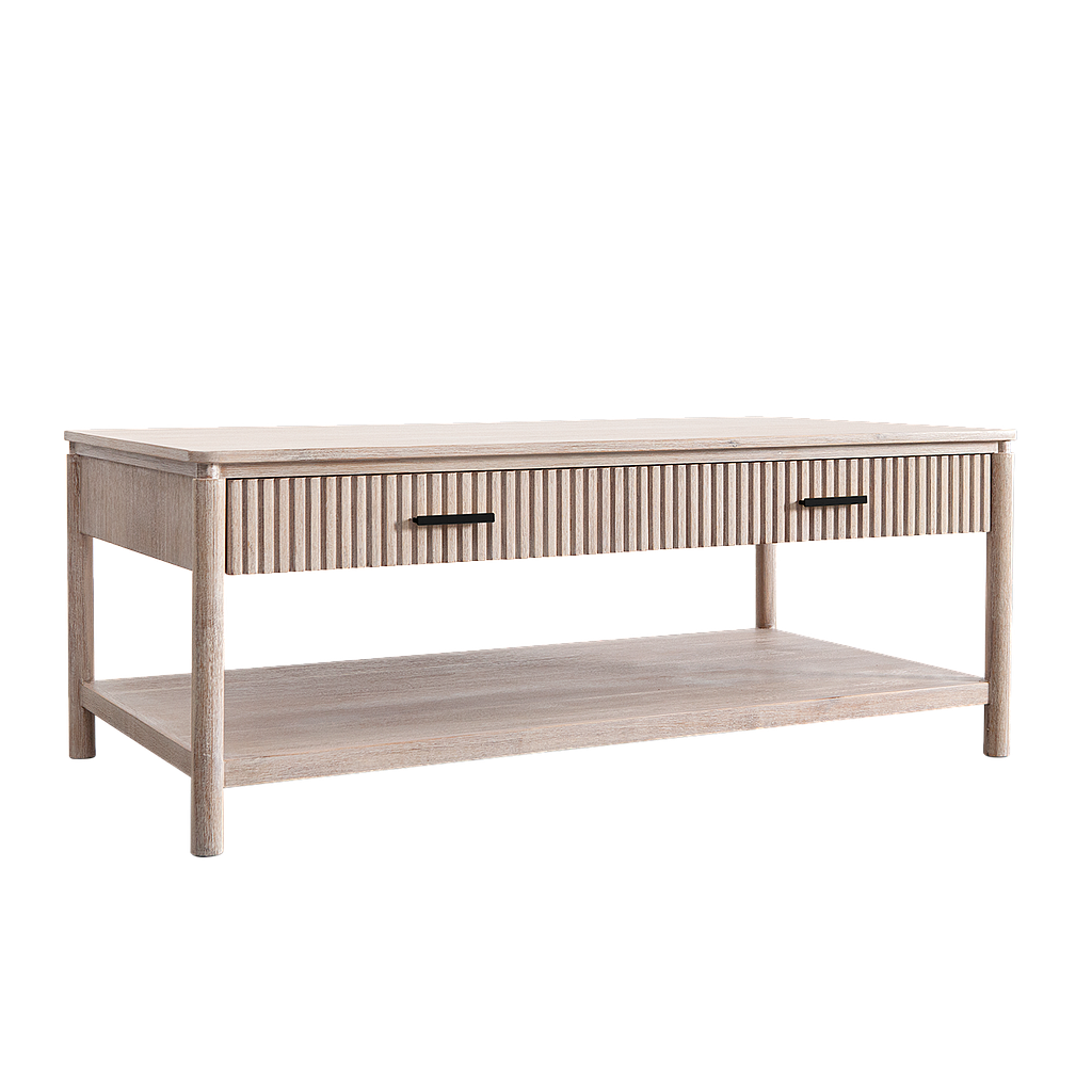 LEEDEN - Coffee table L130 x W70 - Whitened acacia