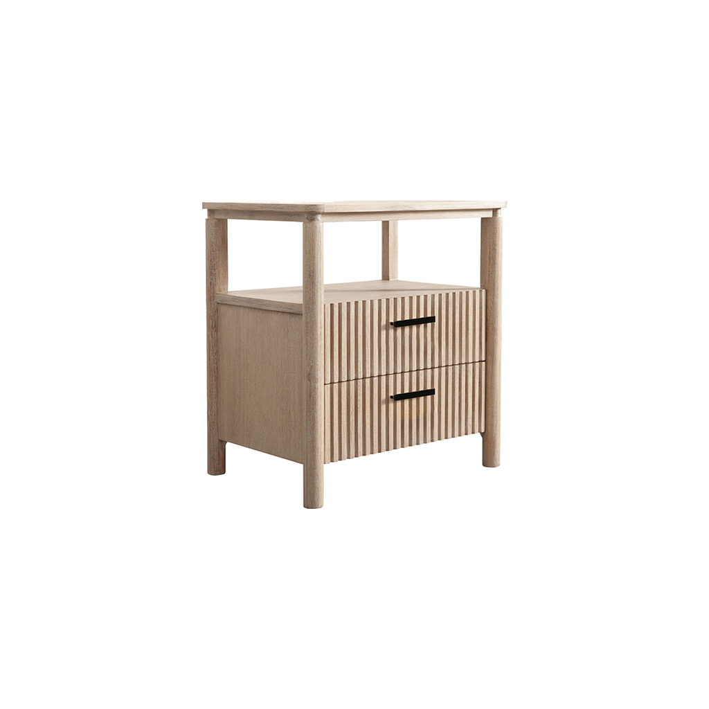 LEEDEN - Bedside table L55 x H61 - Whitened acacia