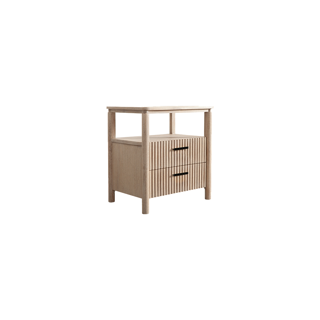 LEEDEN - Bedside table L55 x H61 - Whitened acacia