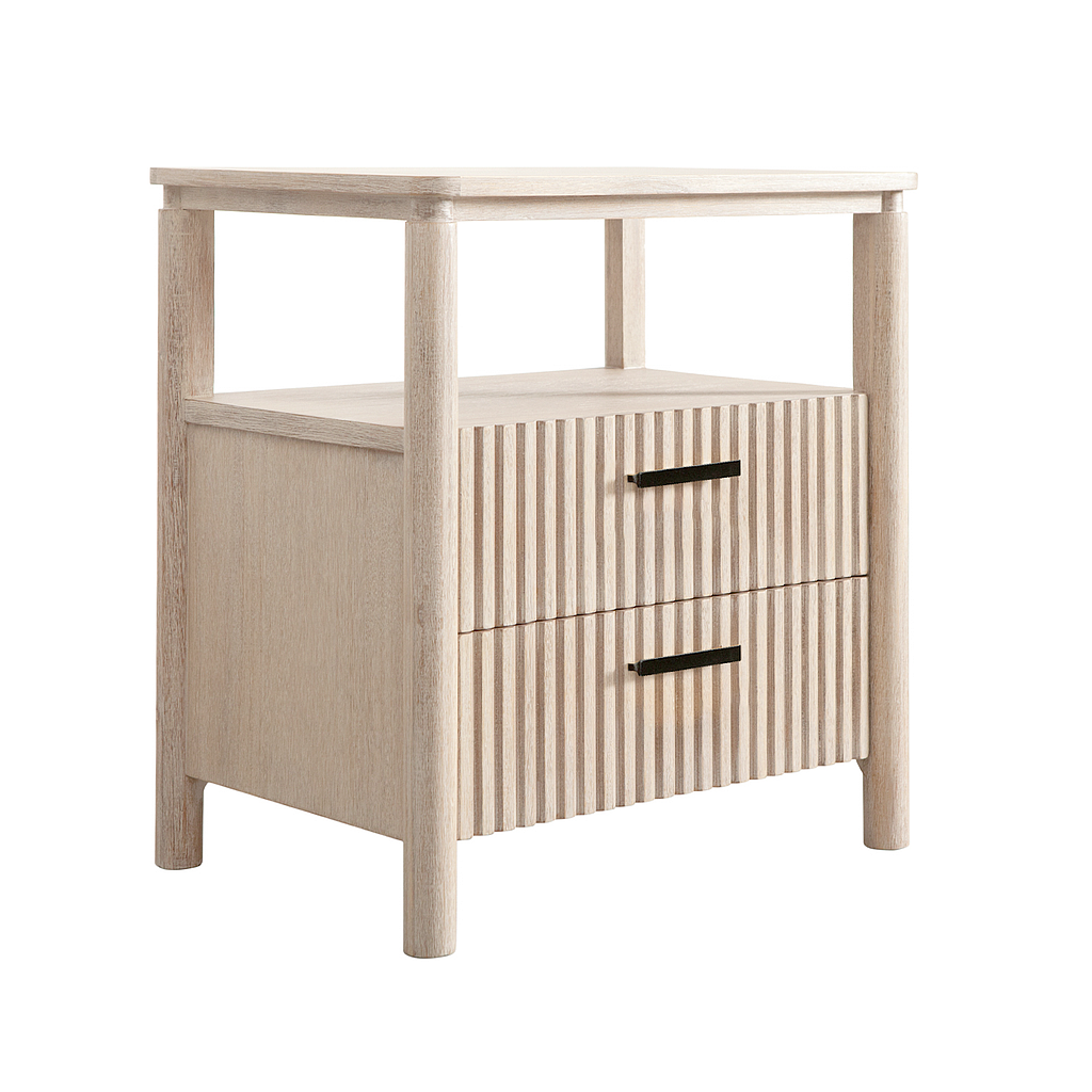 LEEDEN - Bedside table L55 x H61 - Whitened acacia