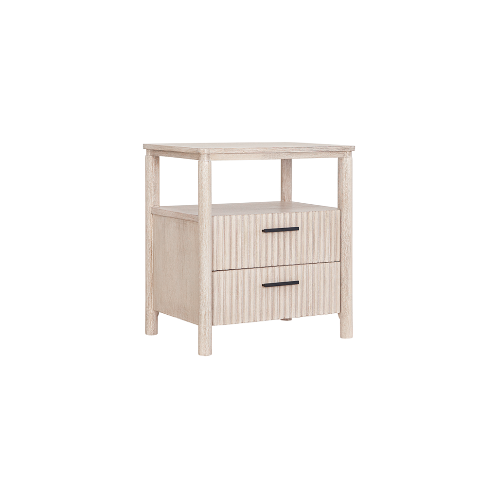 LEEDEN - Bedside table L55 x H61 - Whitened acacia