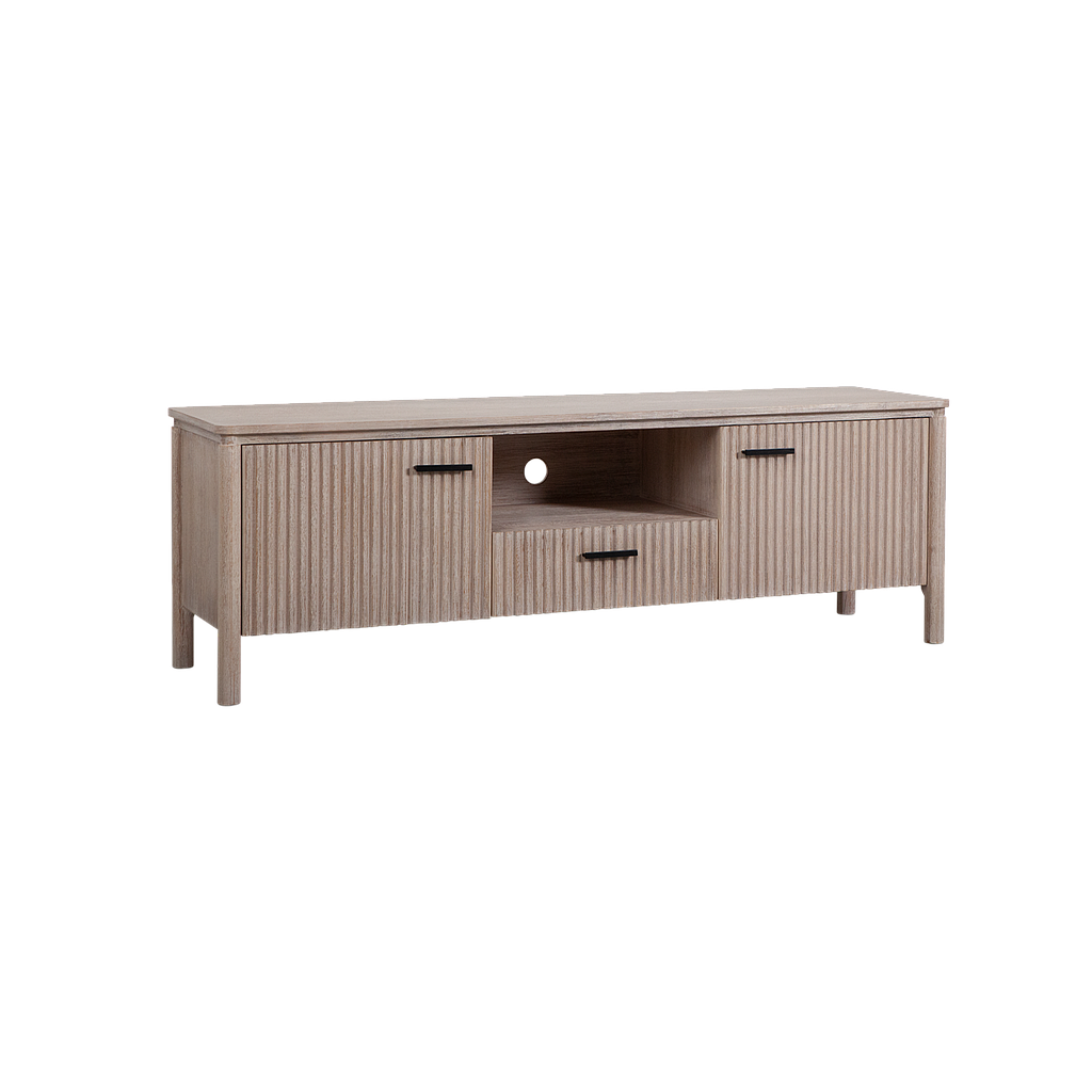 LEEDEN - TV stand L152 x H50 - Whitened acacia