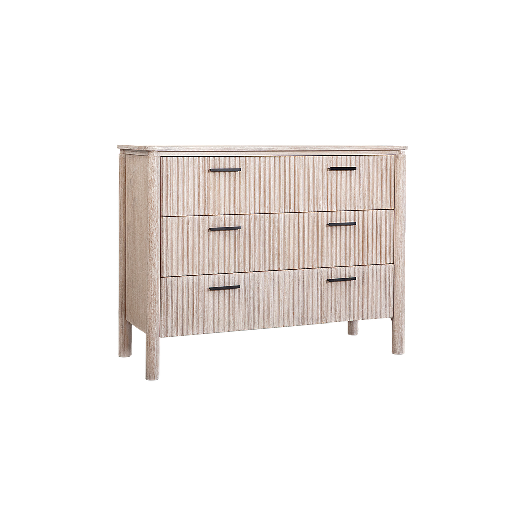 LEEDEN - 3-drawer chest L110 - Whitened acacia