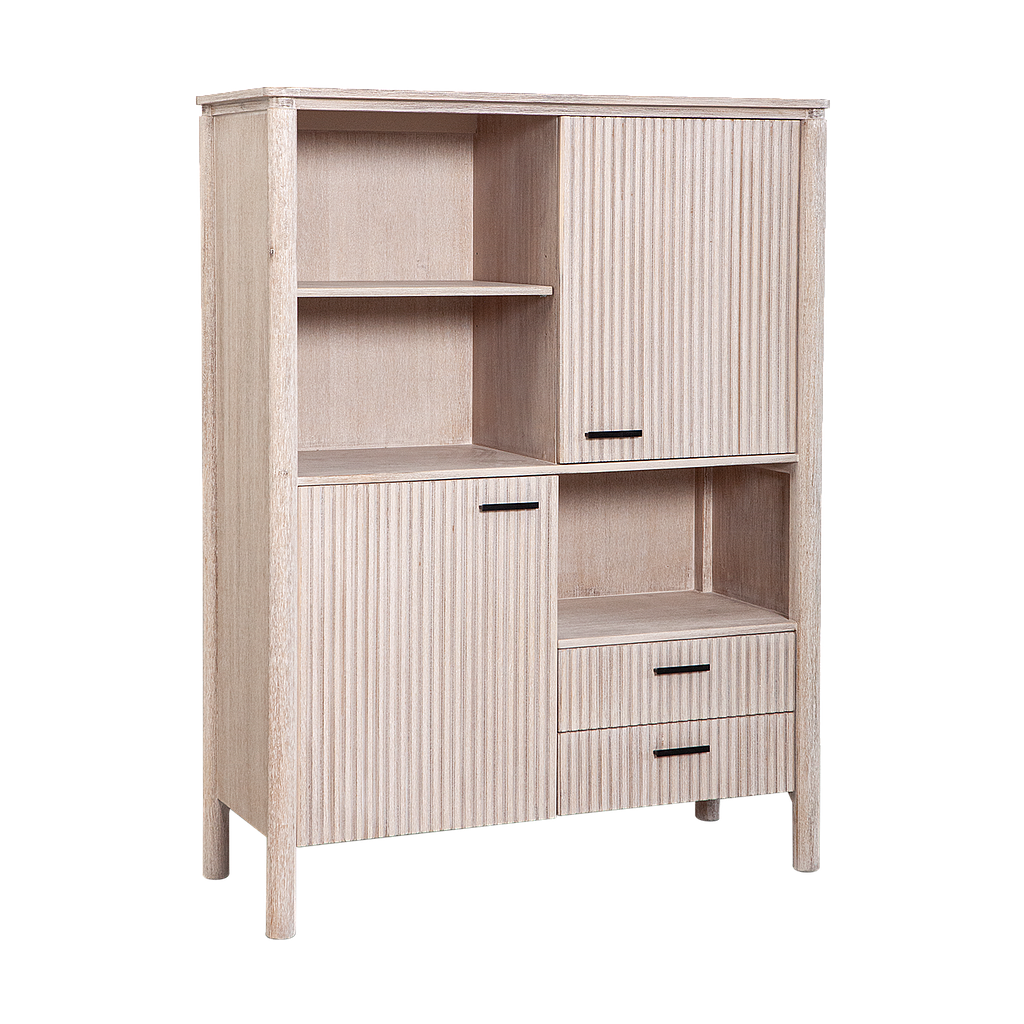 LEEDEN - Highboard L110 x H146 - Whitened acacia