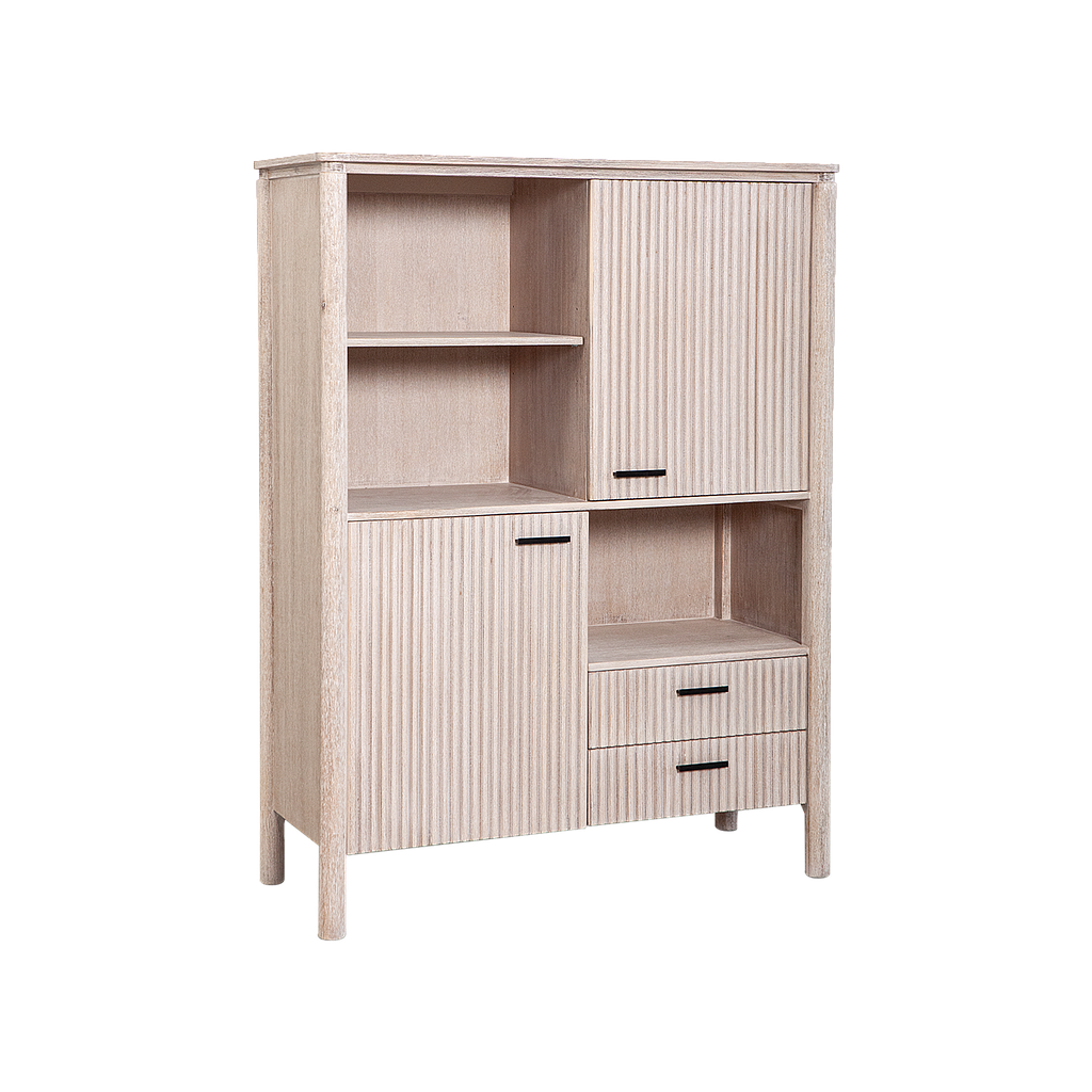 LEEDEN - Highboard L110 x H146 - Whitened acacia