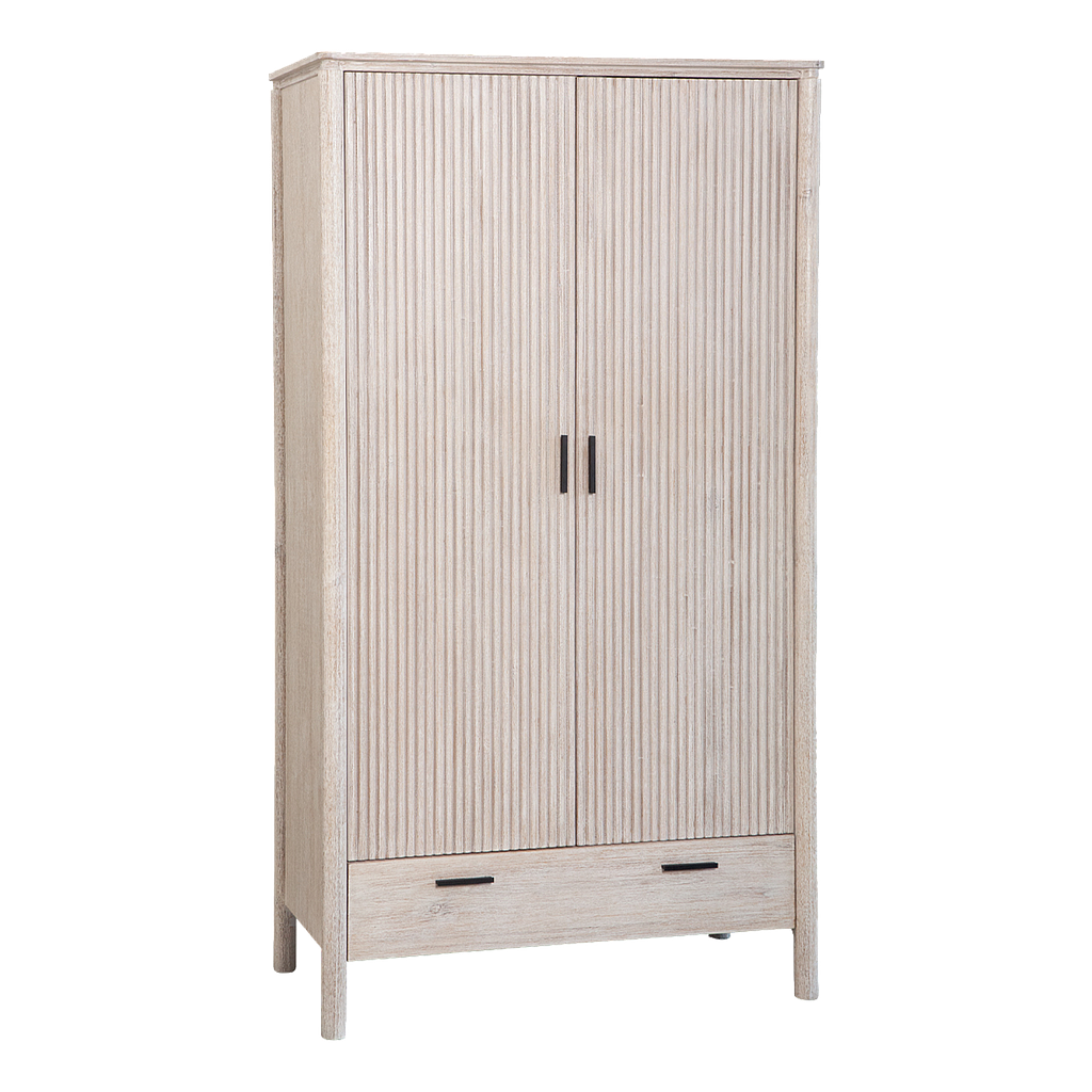 LEEDEN - Wardrobe L110 x H200 - Whitened acacia