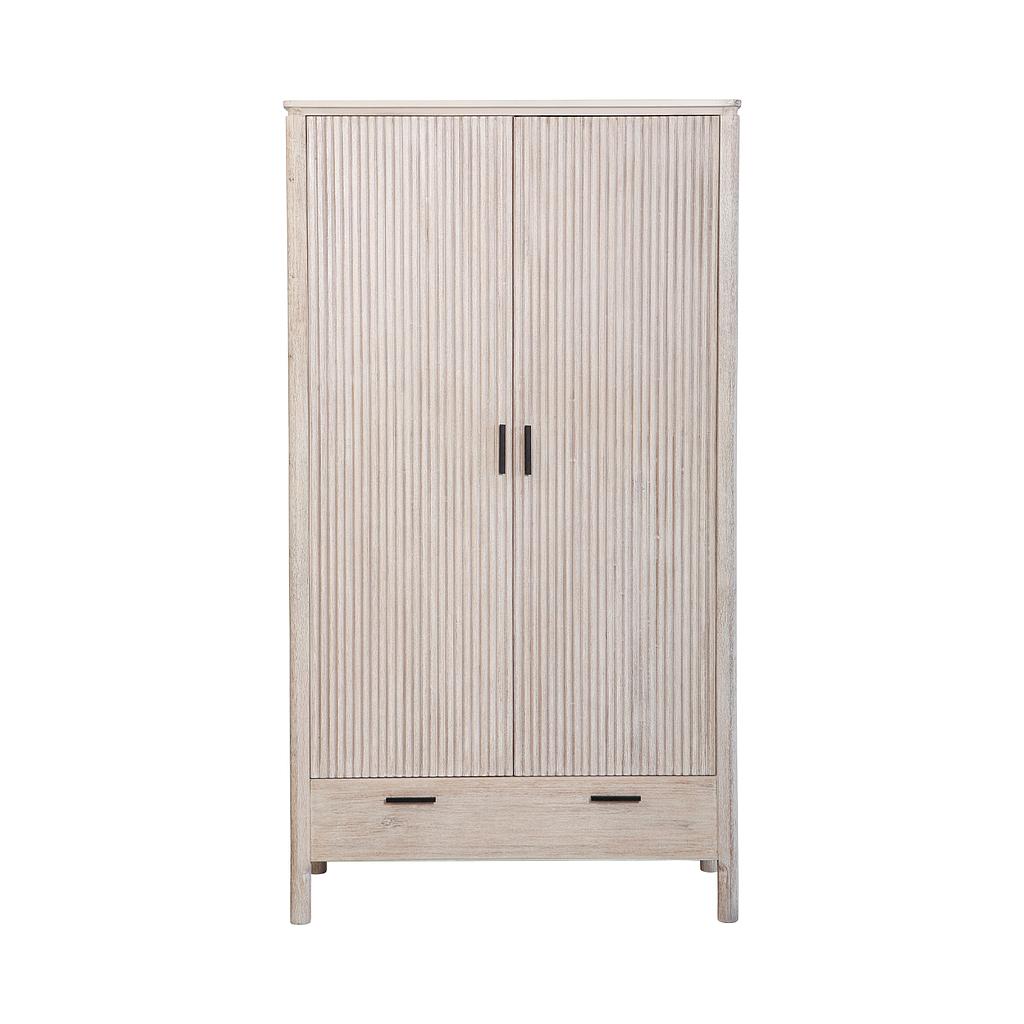 LEEDEN - Wardrobe L110 x H200 - Whitened acacia