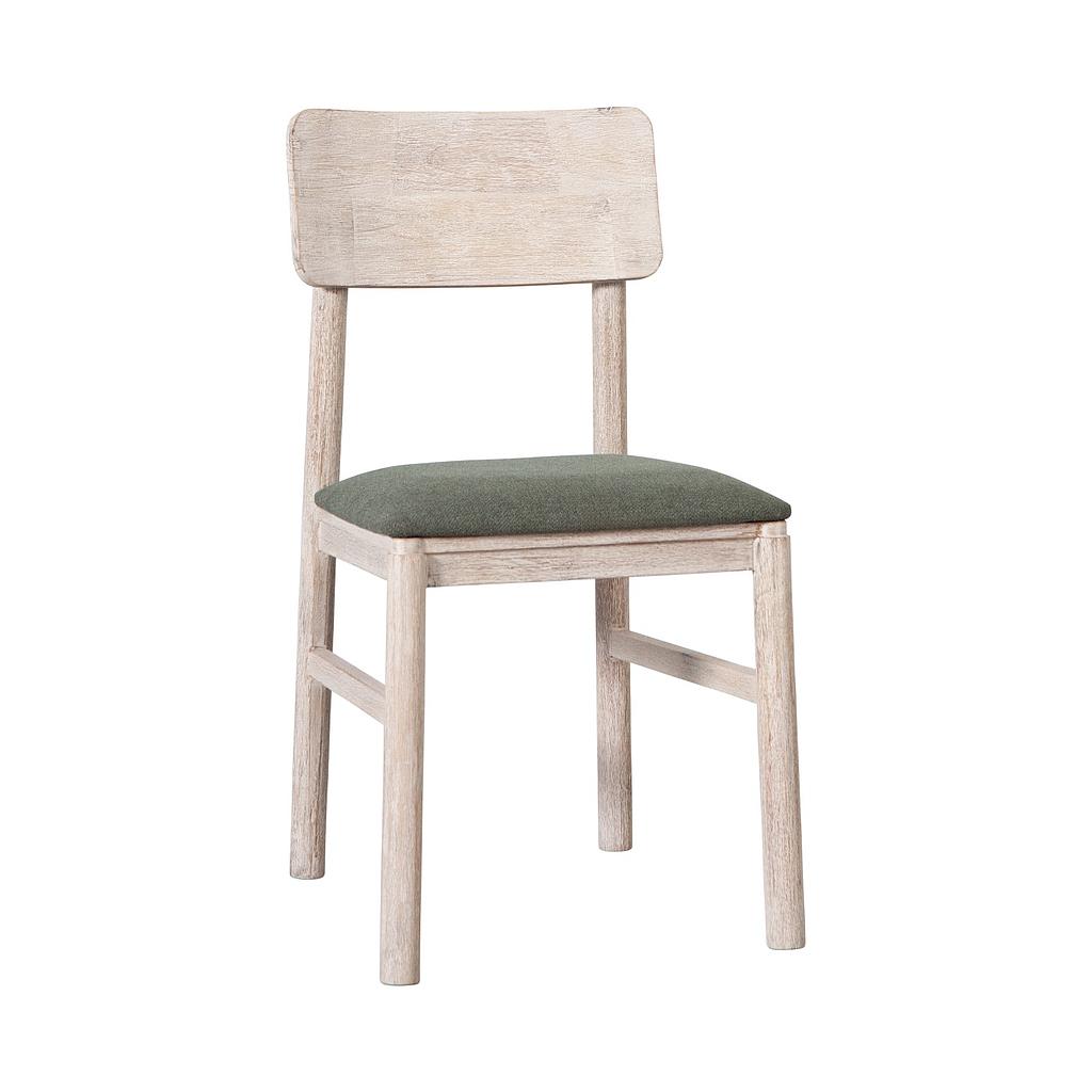 LEEDEN - Chair - Whitened acacia and Smokey green cover