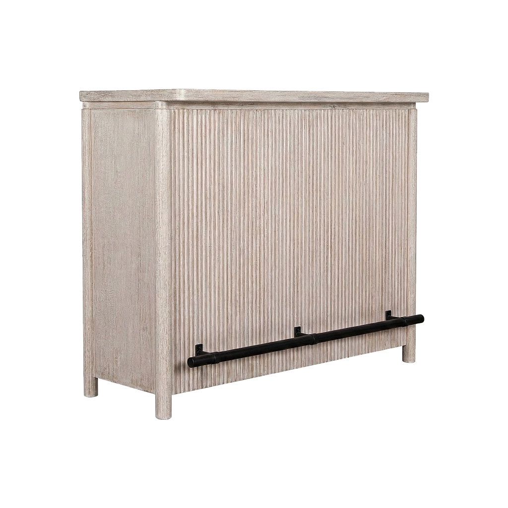 LEEDEN - Bar counter L140 x H105 - Whitened acacia and Matt black