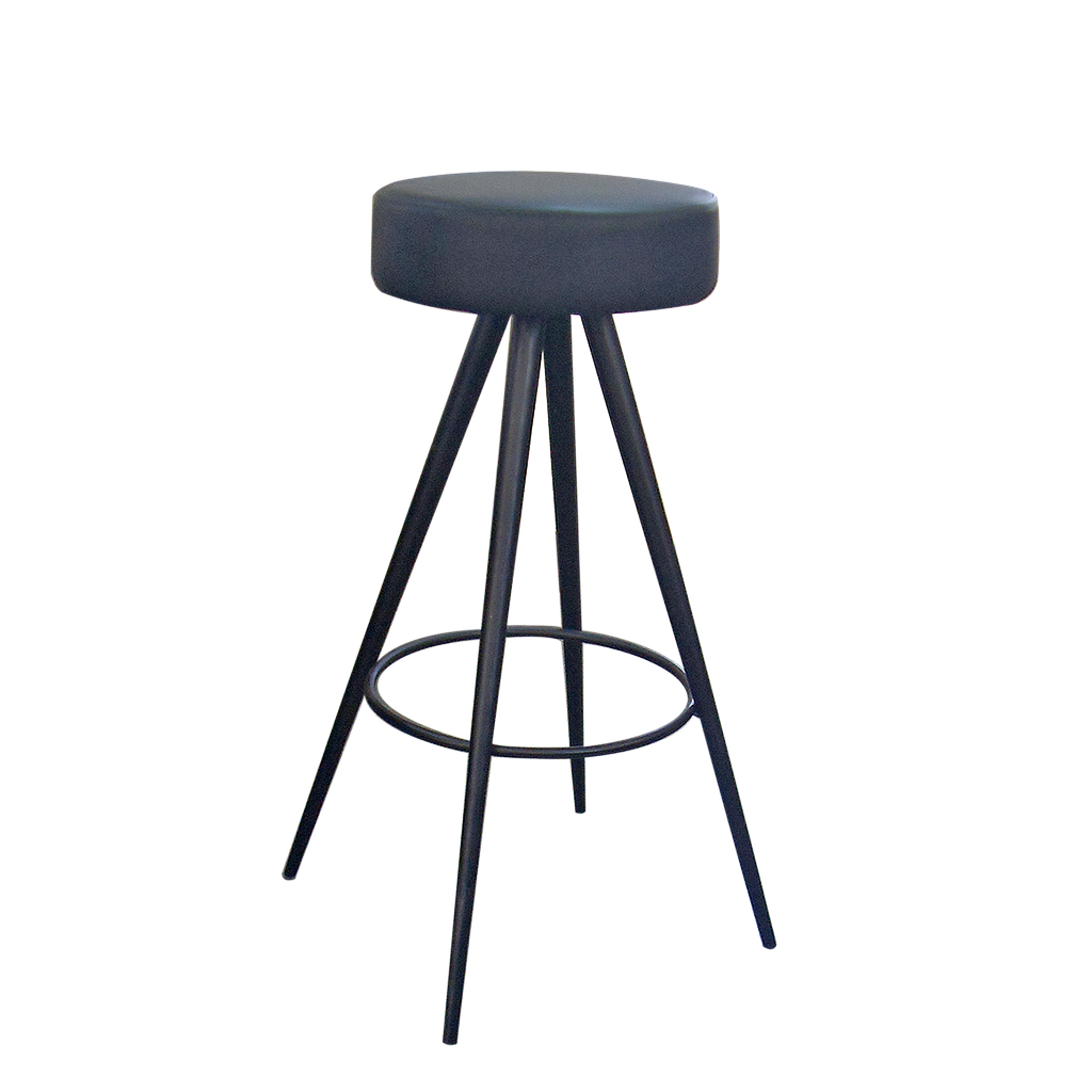 JORDAN - Bar stool H80 - Matt black and Black seat cover