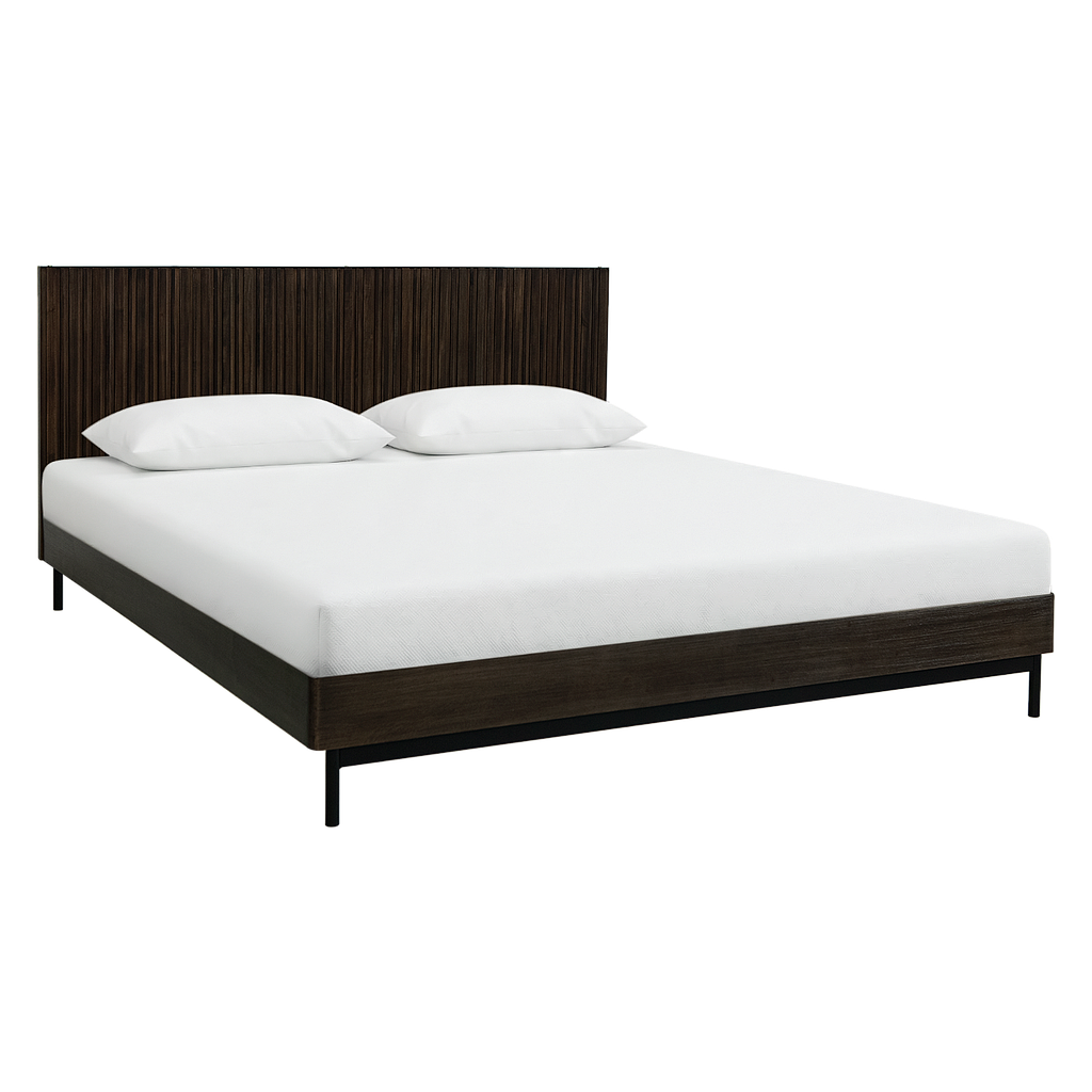 MATTEO - King size bed (Mattress 180x200) - Mokka and Matt black