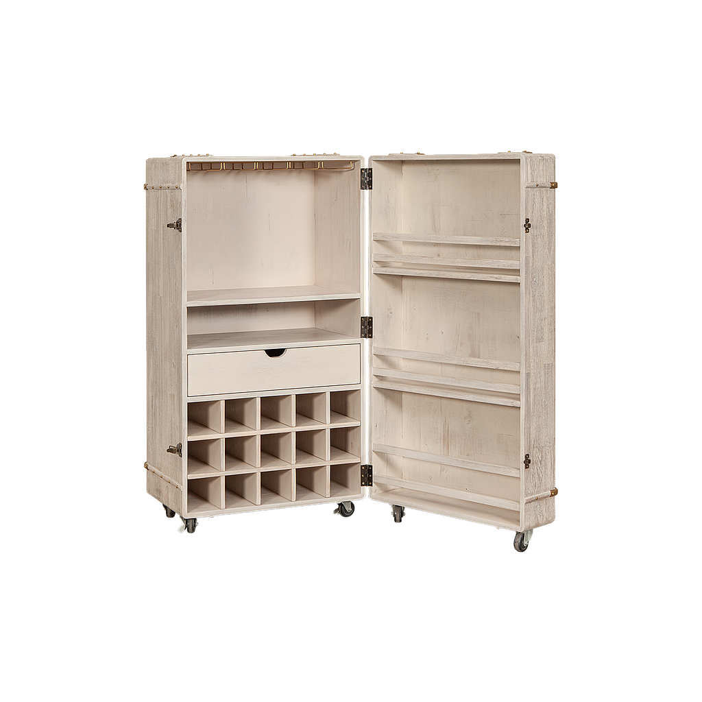TRAVELER - Wine trunk L57 x H110 - Whitened acacia
