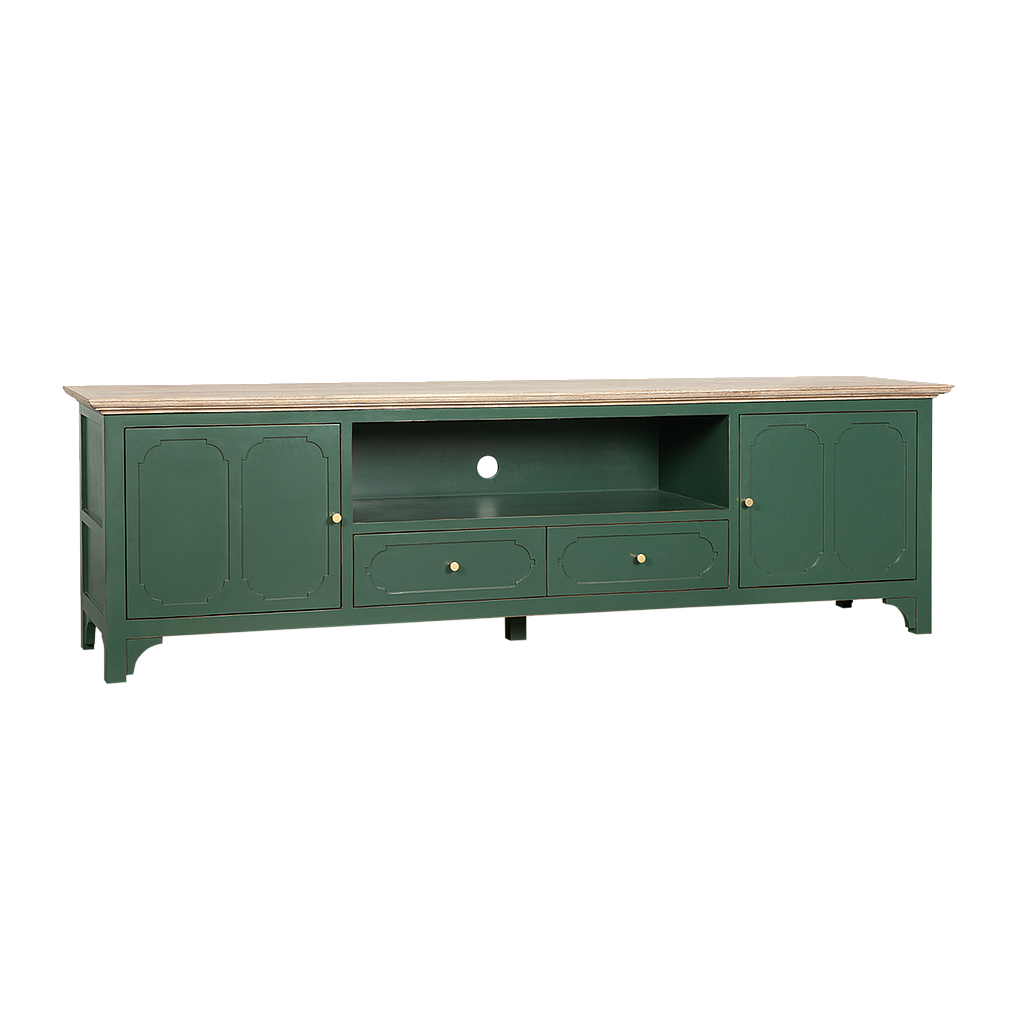MARIGNY - TV stand L200 - Brocante kaki and Whitened acacia