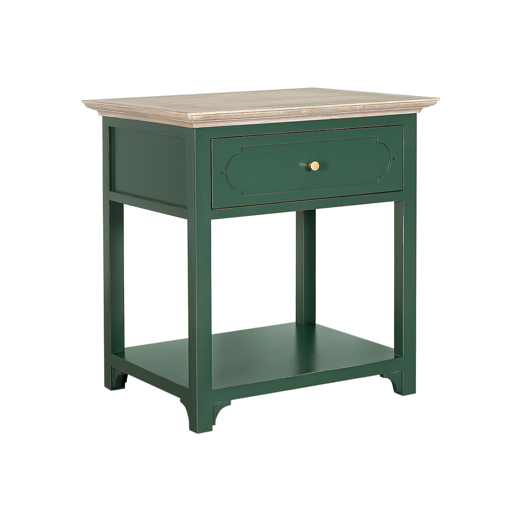 MARIGNY - Side table L60 x W50 - Brocante kaki and Whitened acacia