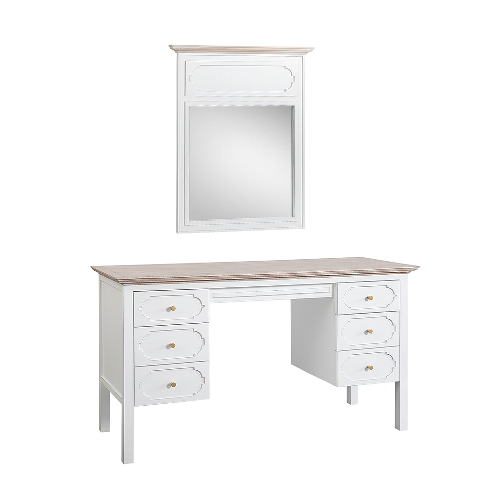 MARIGNY - Dressing table L135 - Brocante white and Whitened acacia