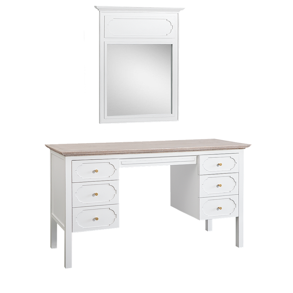 MARIGNY - Dressing table L135 - Brocante white and Whitened acacia