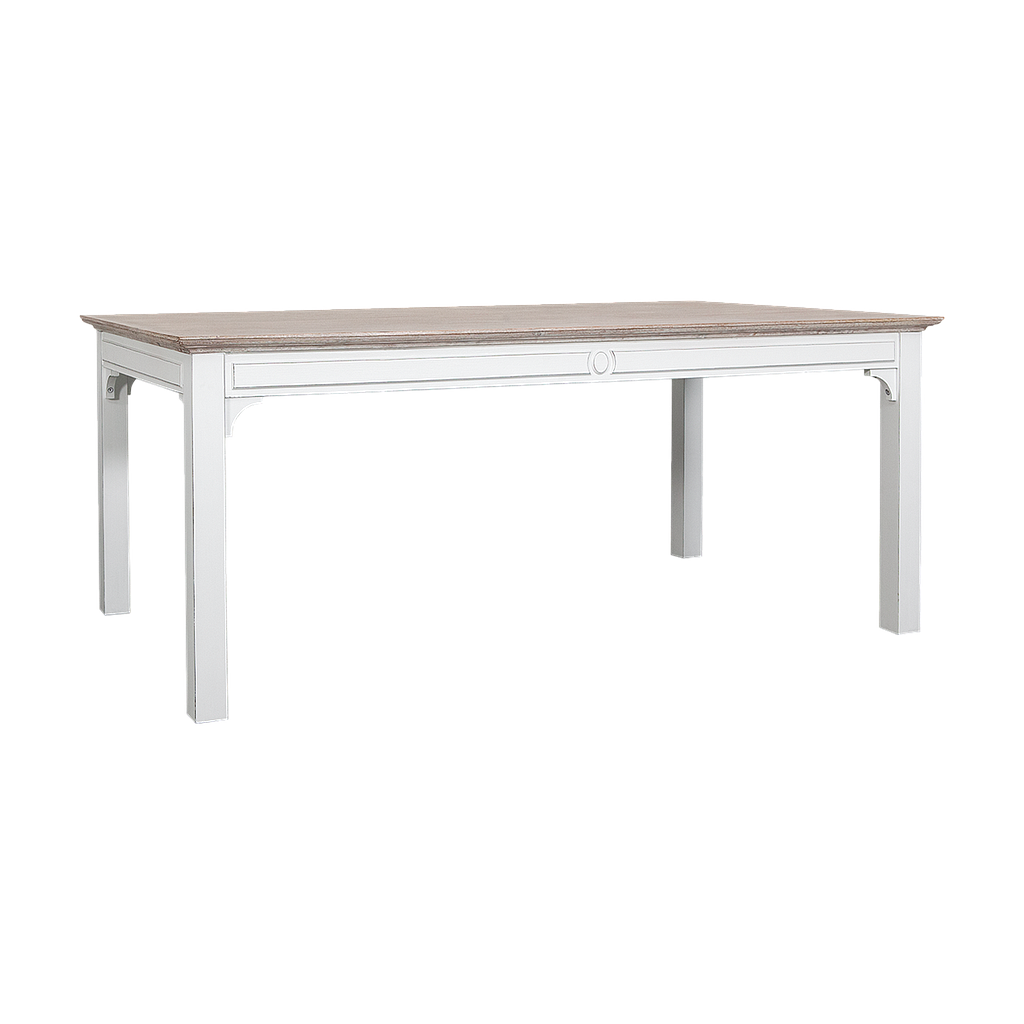MARIGNY - Dining table L180 x W100 - Brocante white and Whitened acacia