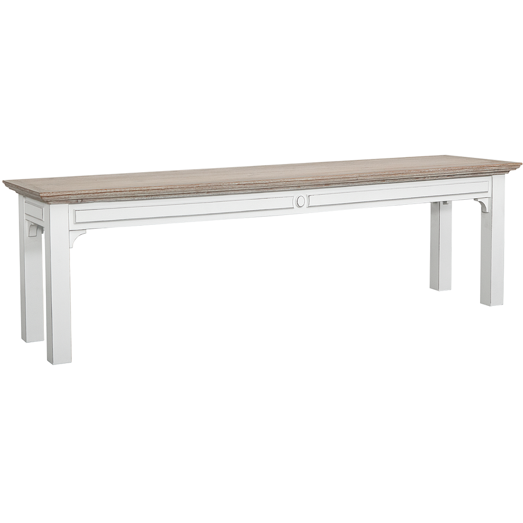 MARIGNY - Bench L150 - Brocante white and Whitened acacia
