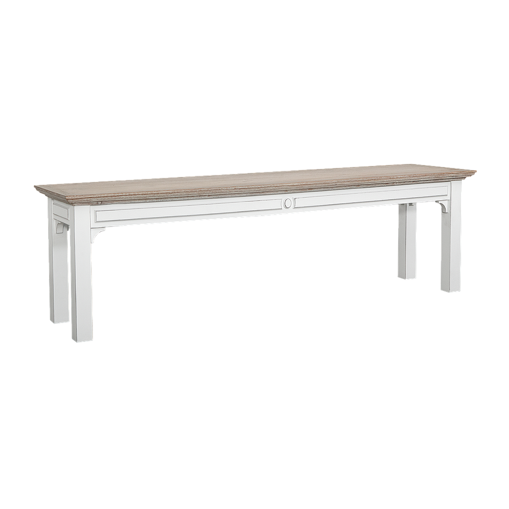 MARIGNY - Bench L150 - Brocante white and Whitened acacia