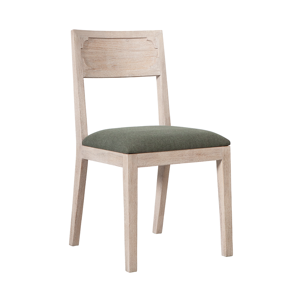 MARIGNY - Chair - Whitened acacia and Moss green cover