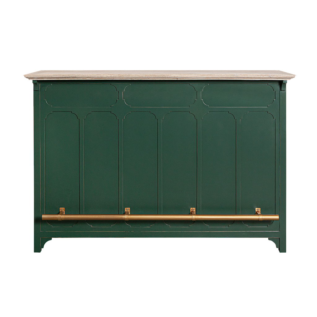 MARIGNY - Bar counter L160 X H110 - Brocante kaki, Whitened acacia and Gold