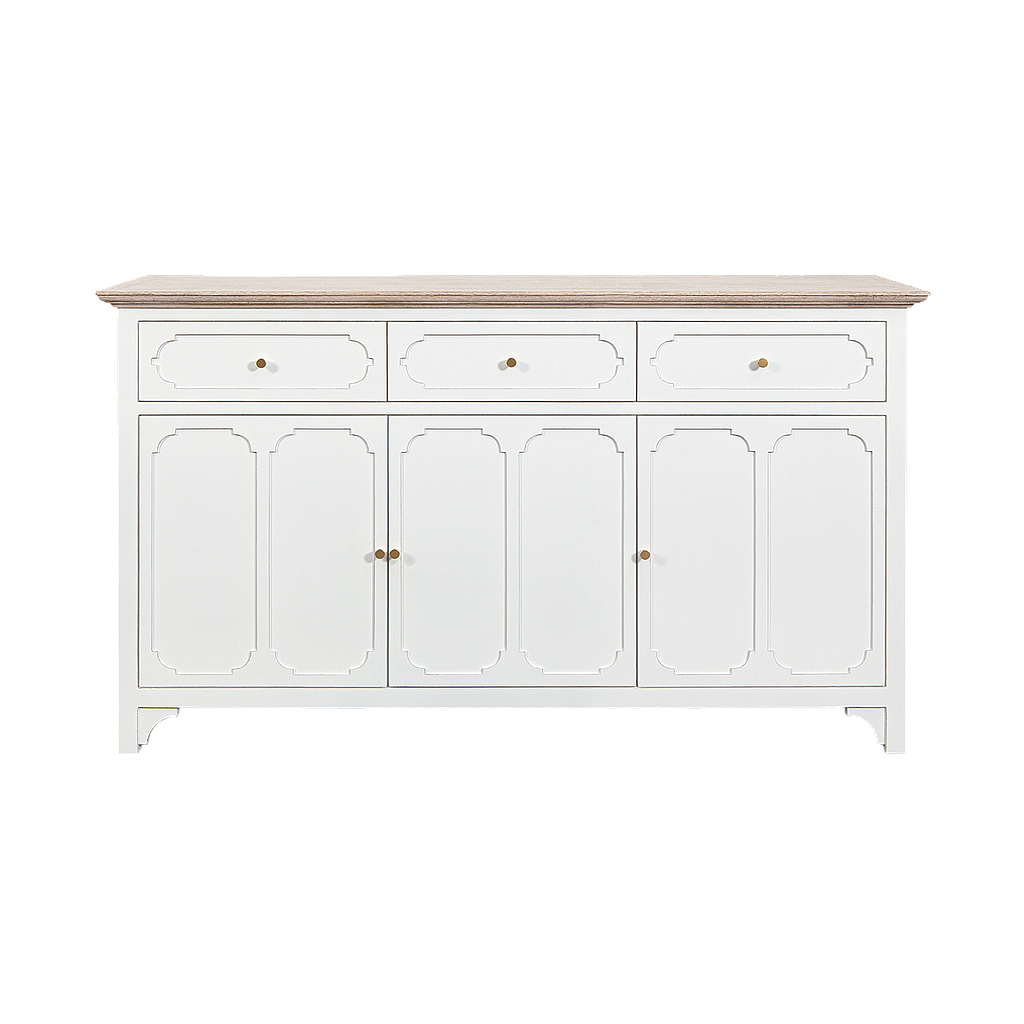 MARIGNY - Sideboard L160 - Brocante white and Whitened acacia