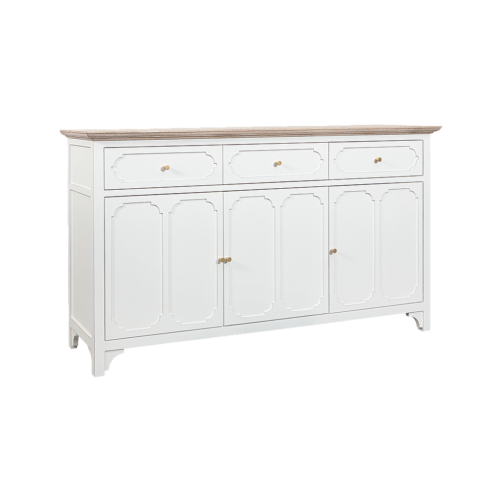 MARIGNY - Sideboard L160 - Brocante white and Whitened acacia