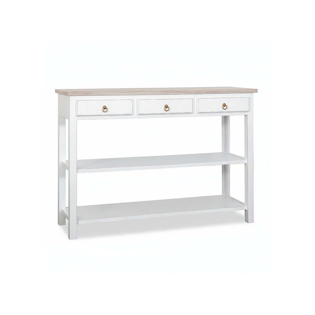 ALEX - Console table L132 - Brocante white and Whitened acacia
