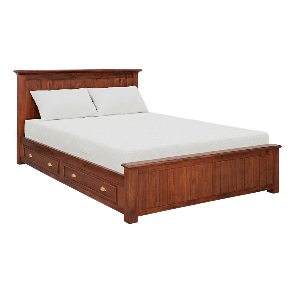 NEIL - Double size Bed / 4-drawers (Mattress 140x200) - Washed antic