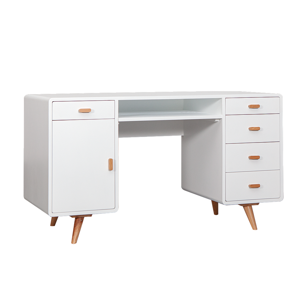 MYRA- Desk L130 x W60 - White and Natural beech