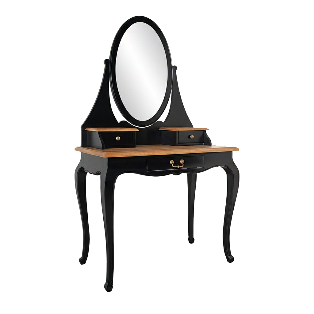 ALEXIA - Dressing table L90 x W50 - Black and Natural oak